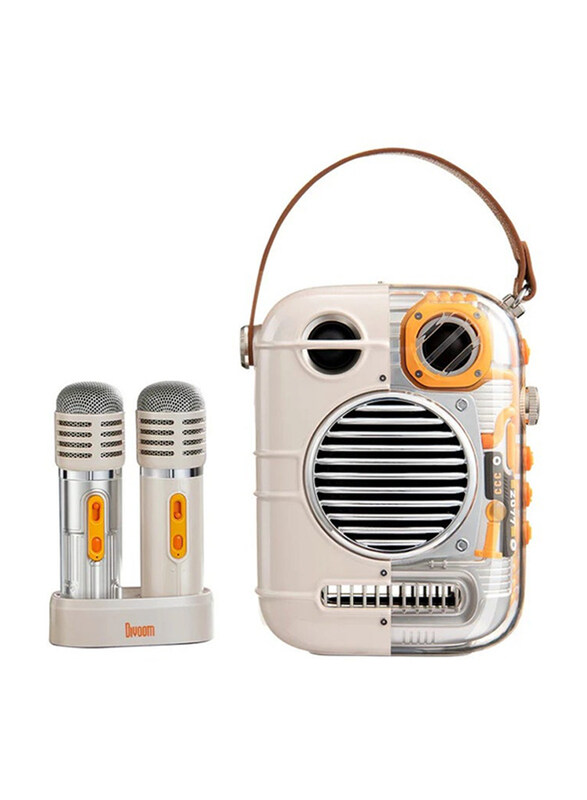 

Divoom Spark-Pro Bluetooth Portable Speaker Karaoke Speaker, Silver/Yellow