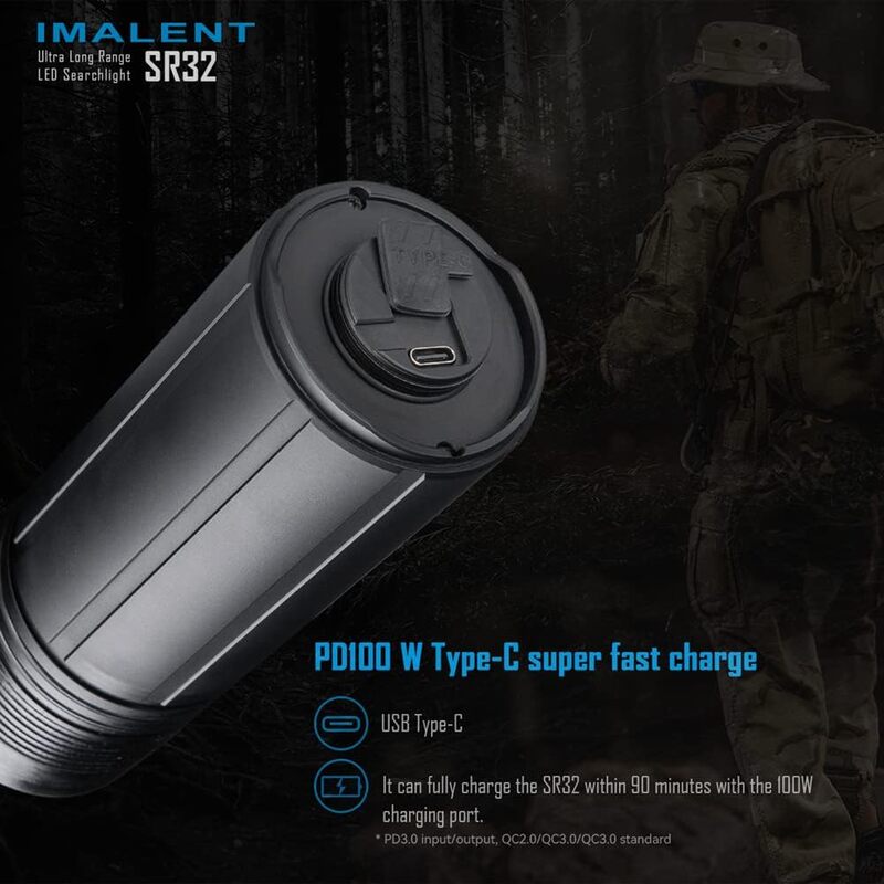IMALENT SR32 The Most Powerful Torch in the World 2023 Military Torch 120 000 Lumens Long Range 2050 m 32pcs CREE XHP50.3 HI LED Best Equipment for Caving and Fishing SR32 FR