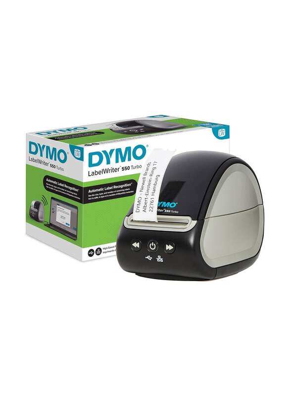 

Dymo LabelWriter 550 Turbo Label Printer Label Maker with High-Speed Direct Thermal Printing Automatic Label Recognition Prints Shipping Labels, Black