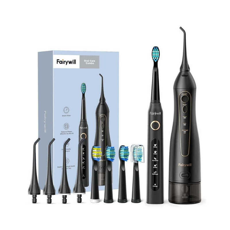 

Fairywill Oral Care Combo 5020E Water Flosser 507 Toothbrush BLACK