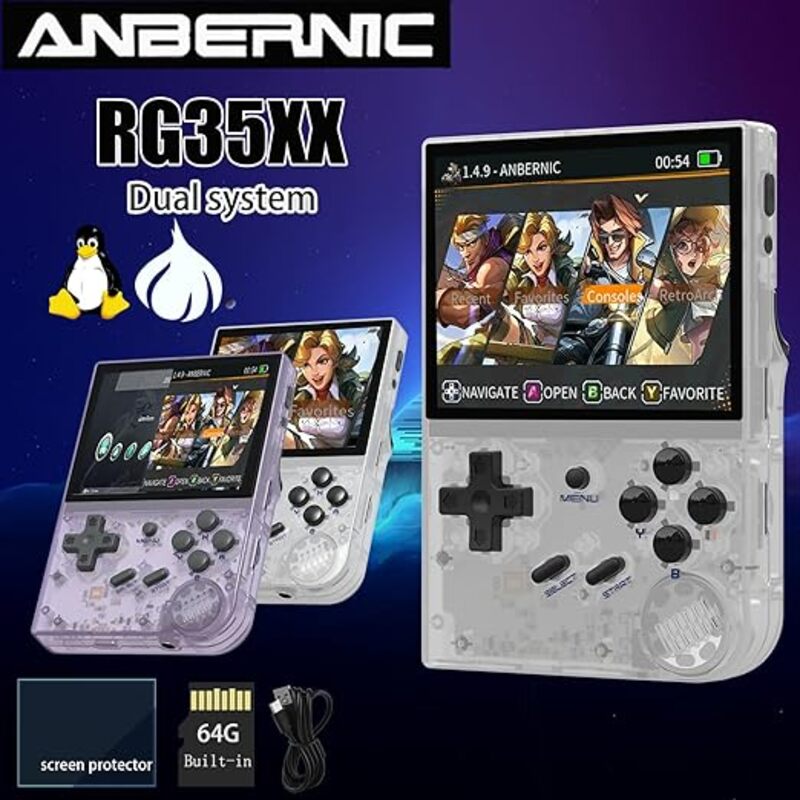 Aivuidbs RG35XX Retro Handheld Game Console 35inch IPS 640480 Screen Linux System with a 64G Card PreLoaded 5000