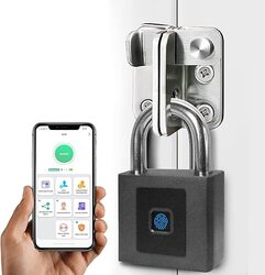 Fingerprint Padlock  Fingerprint or Remote via Phone App Smart Lock with USB Charging  Unlock Record Waterproof  Anti