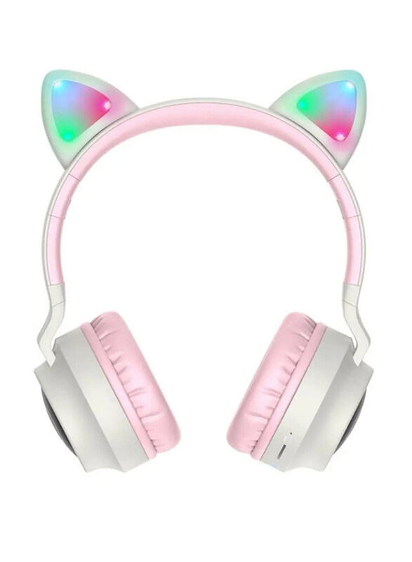 

Specton W27 Cat Ear Wireless On-Ear Headphones, Grey/Pink