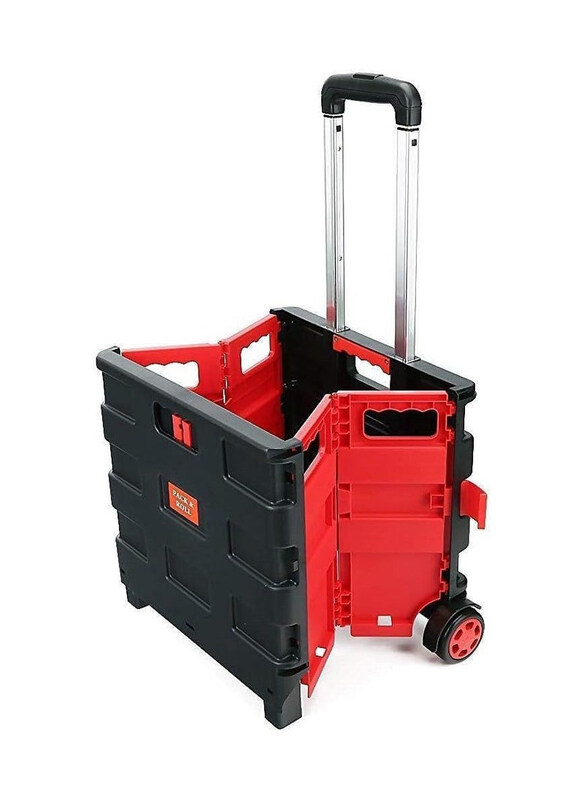 

Generic Collapsible Grocery Storage Folding Shopping Trolley Cart with Wheels, Red/Black