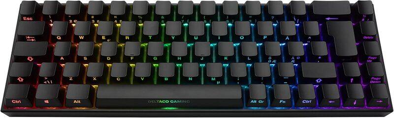 

Deltaco DK440R 65 Wireless RGB Gaming Keyboard Kailh Red Switches N Key Rollover UK Layout Front Lasered Keycaps Up to 100h Battery Life Black Gaming.