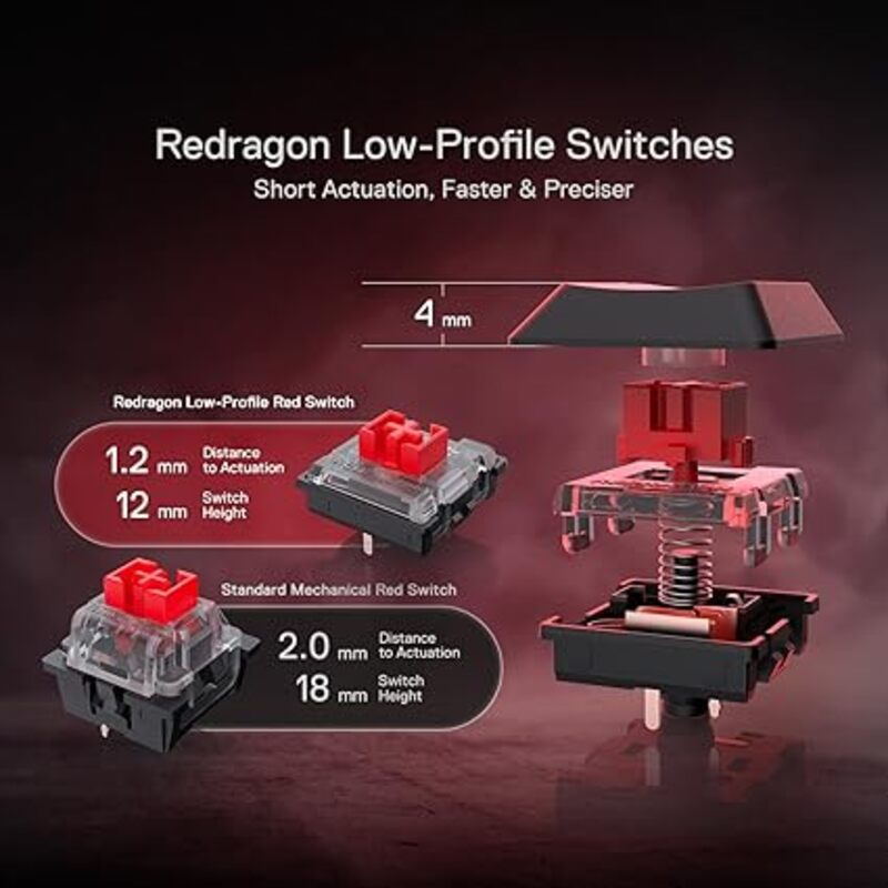 K618 RGB Redragon Horus wired 2 4G BT Keyboard red switch