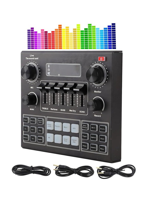 

Generic Bortony Sound Card V9 Live Broadcast External Stereo Audio Mixer, Black