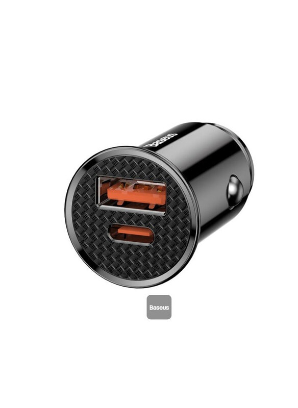 

Baseus Circular Plastic Car Charger, PPS, USB A+C 2-In-1 30W Car Charger, CCALL-YS01, Black