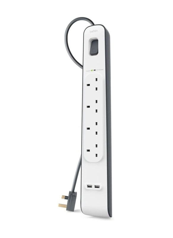 

Generic 4 Way/4 Plug Power Extension Strip, White