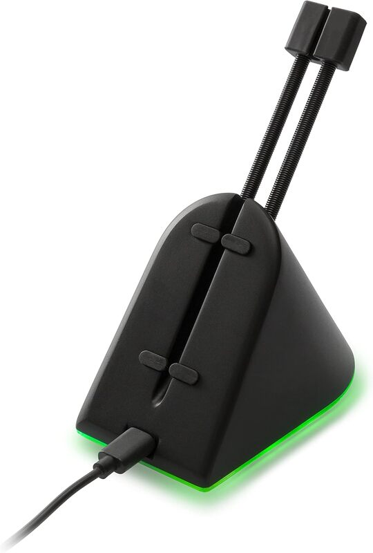 ذراع DELTACO Gaming RGB Mouse Bungee القابل للتمديد لإدارة كابلات الماوس بدقة معززة وتصميم أنيق باللون الأسود