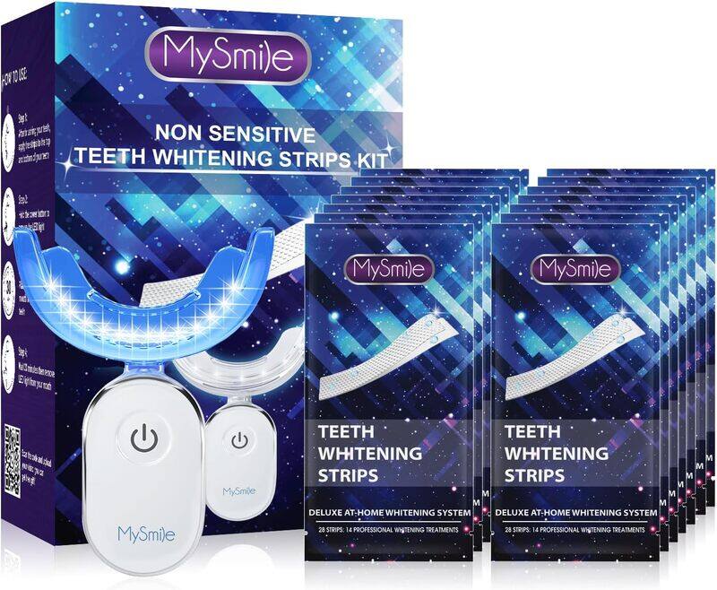 

MySmile Teeth Whitening Kit 28 Non Sensitive Teeth Whitening Strips Deluxe Teeth Whitener Dental Grade Tooth Whitening Strips for HomeWhite Smile