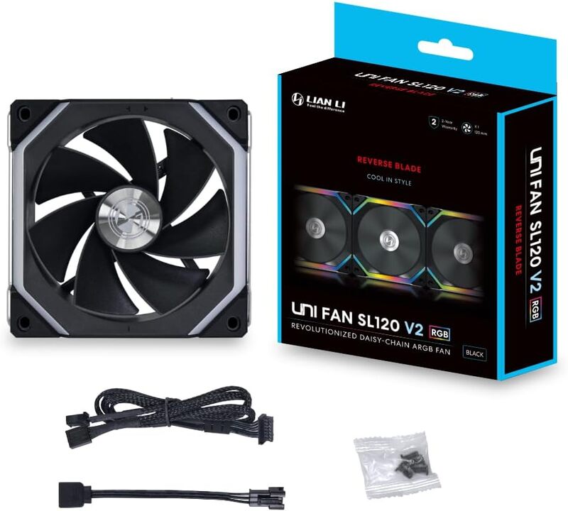 Lian Li UNI FAN SL 120 V2 شفرة عكسية SL120V2 أسود