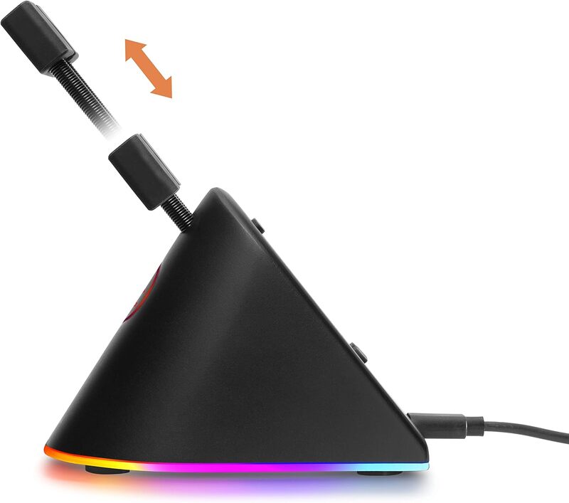 ذراع DELTACO Gaming RGB Mouse Bungee القابل للتمديد لإدارة كابلات الماوس بدقة معززة وتصميم أنيق باللون الأسود