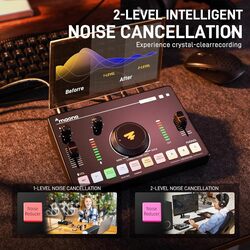 MAONO Streaming Audio Mixer واجهة الصوت مع Pro-preamp Bluetooth، بطارية مدمجة، إلغاء الضوضاء، طاقة فانتوم 48 فولت للبث المباشر، تسجيل البودكاست، الألعاب MaonoCaster AMC2 NEO