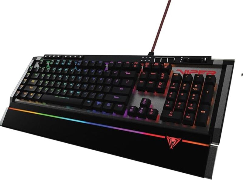 Patriot Viper V770 Pro Mechanical Gaming Keyboard Full RgbDedicated Media ControlsMacro EnabledViper Black And SilverPv770Mrumxgm UK Layout