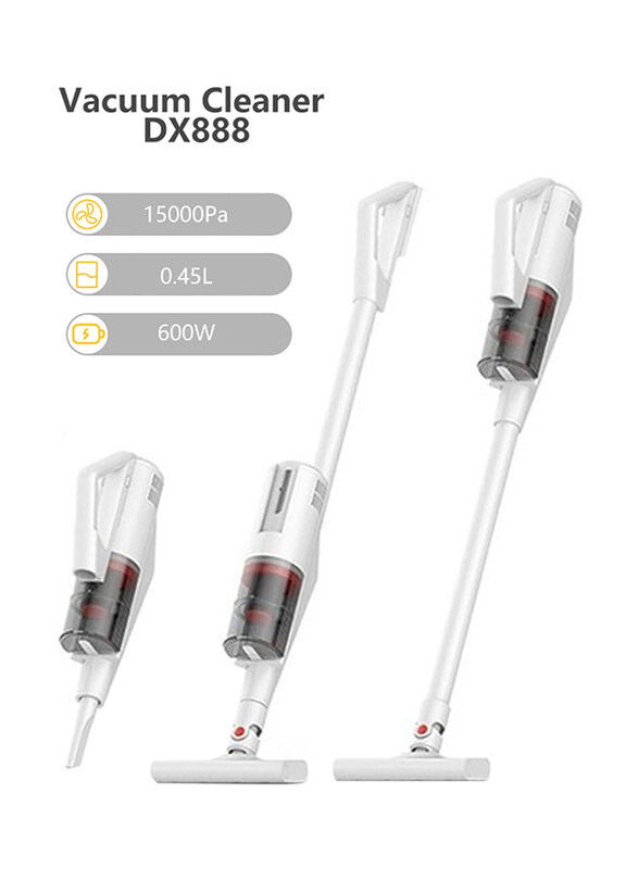 

Deerma 3-In-1 Portable Handheld Vacuum Cleaner, 0.5L, DX888, White