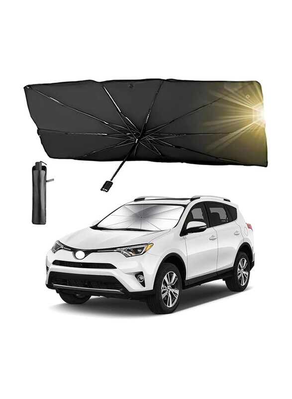 

Generic Bortony Foldable Car Front Windshield Umbrella Sun Shade, Black/Grey