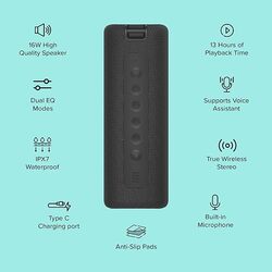 Xiaomi Mi Portable Bluetooth Speaker 16W With Builtin Microphone True Wireless Stereo Dual Sound Mode Deep Bass Wireless Speaker IPX7 Waterproof Bluetooth 50  BLACK