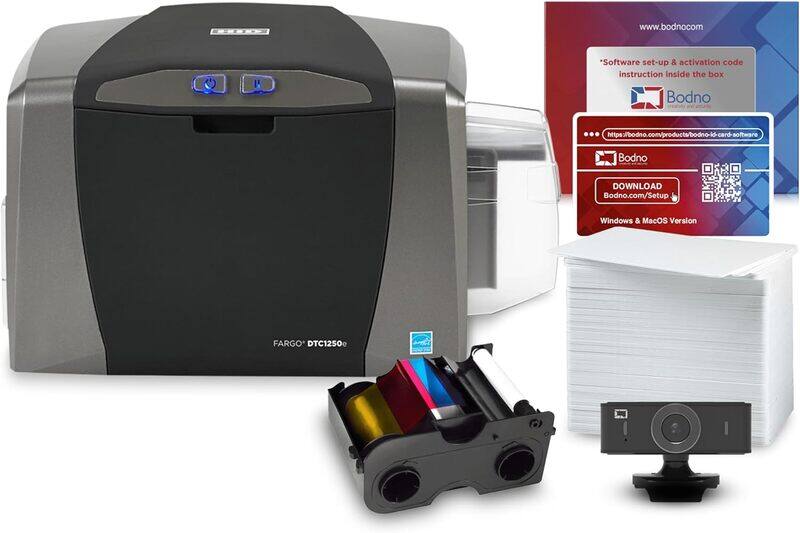 

Bodn0 Fargo DTC1250e ID Card Printer Complete Supplies Package