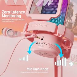 MAONO Gaming Microphone with Noise Cancellation, USB Condenser Mic with RGB Lights MuteGaiN Monitoring for Streaming Podcast PS5