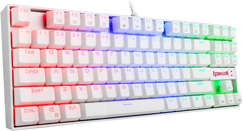 Redragon KUMARA، لوحة مفاتيح ميكانيكية سلكية، بيضاء اللون، RGB
كومارا K552W-RGB