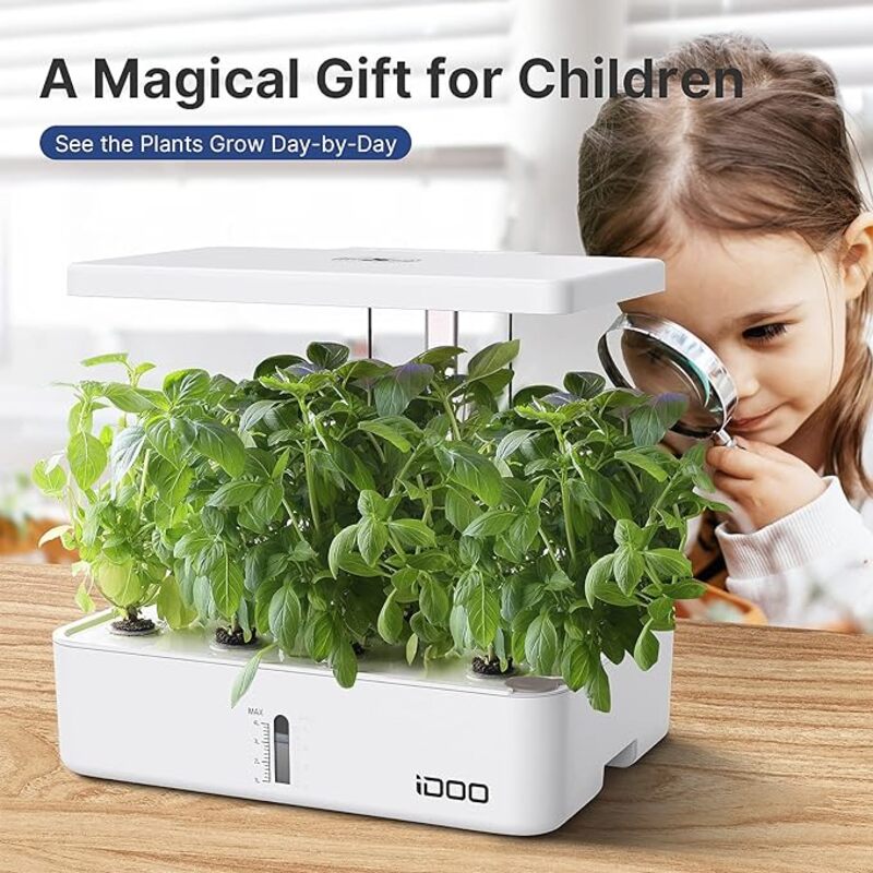 DOO 12 Pods Hydroponics Growing System Indoor Herb Garden with 23W LED Grow LightAutomatic TimerGermination Kit with Fan