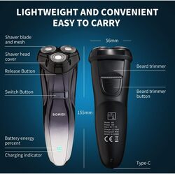 Bomidi M5 Electric Shaver Wireless Electric Razor Beard Trimmer Wet  Dry Hair Shaver Rechargeable TypeC IPX7 Waterproof Black