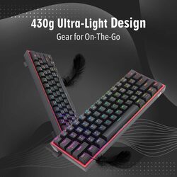 لوحة مفاتيح الألعاب الميكانيكية Redragon Fizz Pro K616-RGB بلوتوث 2.4G سلكية RGB - أسود