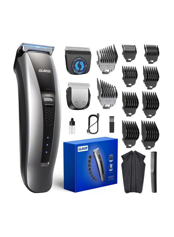 

Glaker Professional Multifunctional Hair Clipper, Black/Silver