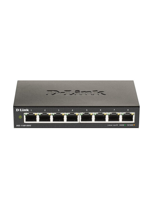 

D-Link 8 Port Easy Smart Managed Gigabit Desktop EEE Network Internet or Wall Mount Ethernet Switch, DGS-1100-08V2, Black