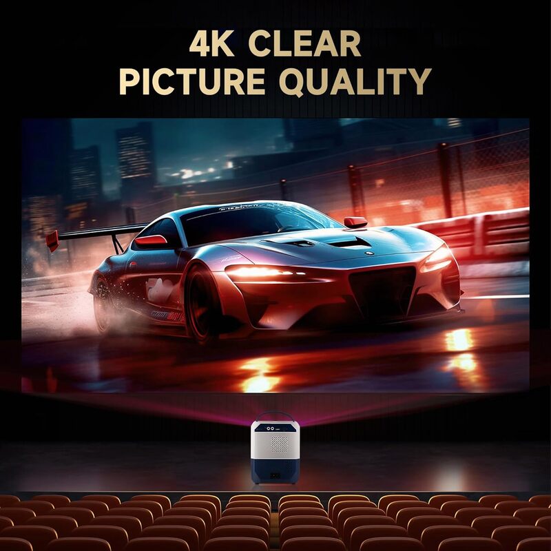 Portable Smart Home Theater 4K Projector Wi-Fi Bluetooth Android Mobile Screen LED TV Game Projector Manual Focus HDMI/USB/AV/Remote Control with Angle Stand Q5