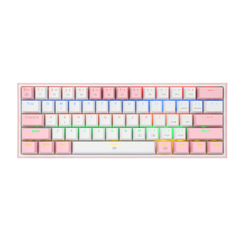 

Redragon K617-R WPRedragon Fizz rainbow wired keyboardblue switch61 Keys White Pink