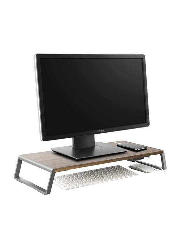 

Universal Upergo Height Adjustable Wooden Standing Desk with 4 USB Ports for Laptops & Monitors, ID-20U, Dark Brown/Black