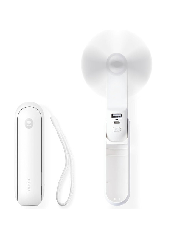 

Jisulife Portable Mini Pocket Handheld Fan With Power Bank, White