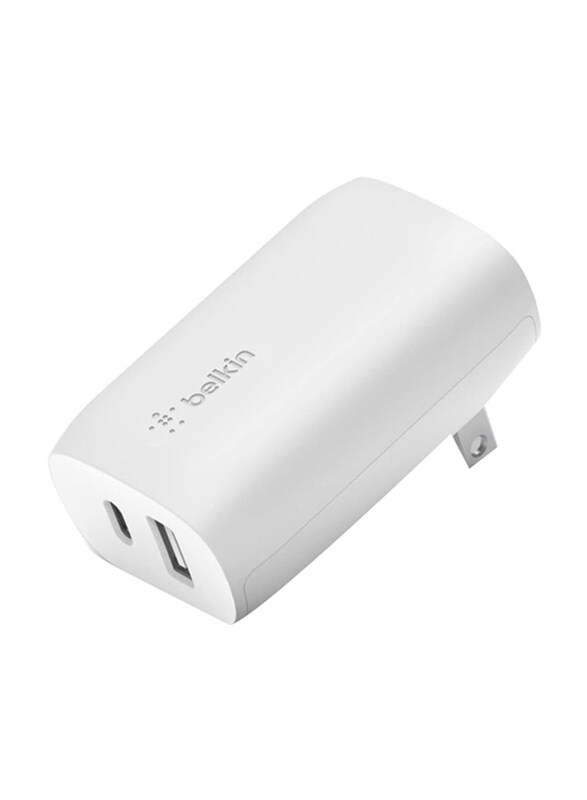 

Belkin 37W Fast Charging USB Type C PPS PD Dual Port Wall Phone Charger, White