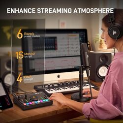 MAONO Streaming Audio Mixer Audio Interface with Pro-preamp BluetoothBuilt-in Battery Noise Cancellation 48V Phantom Power for Live StreamingPodcast Recording Gaming MaonoCaster AMC2 NEO