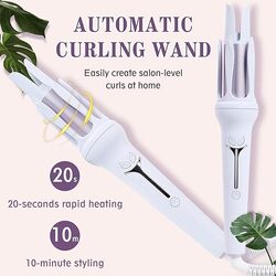 BOMIDI HC01 Automatic Curling Iron With 3 Speed Intelligent Adjustable Temperature Settings LCD Display 360 Swivel Cord and Prevent Scalding - Purple