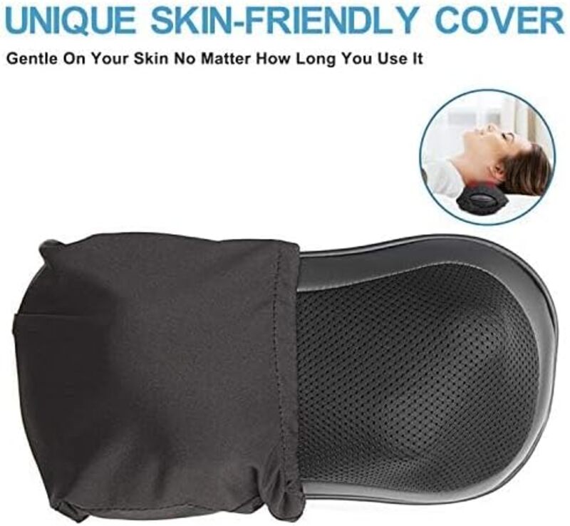 Renpho RF NM067 BK RENPHO Back Massager pillow with Heat  Ultra Slim Shiatsu Lower Back Neck Massage Pillow  3 Speeds with Net Cover