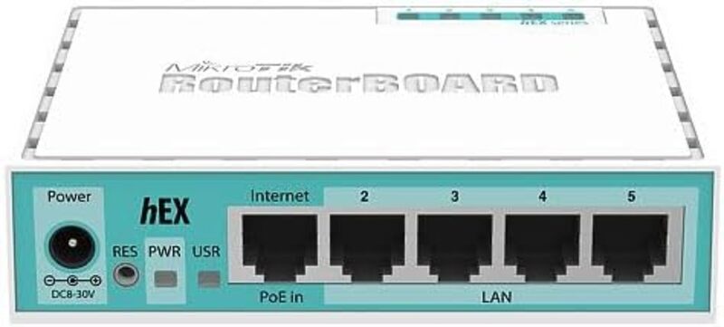 MikroTik RB750GR3 Builtin Ethernet Connector Turquoise  White Cable Router RB750GR3