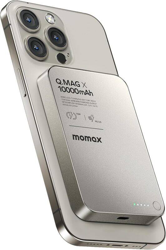 

MOMAX Magnetic Power Bank 10000mAh, Wireless Portable ChargerWHITE