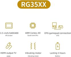 وحدة تحكم ألعاب محمولة باليد Retro GamePro RG35XX مع 5000 لعبة 35 بوصة IPS OCA شاشة نظام لينكس رقاقة CortexA9 محمولة