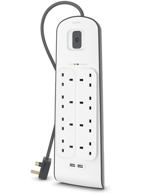 

Generic 8 Way/8 Plug Power Extension Strip, White