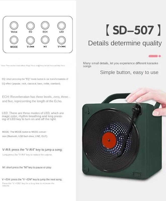 SD  507 BT Speaker Bt speaker high power karaoke pull rod multifunctional SUBWOOFER SPEAKER with wireless LED