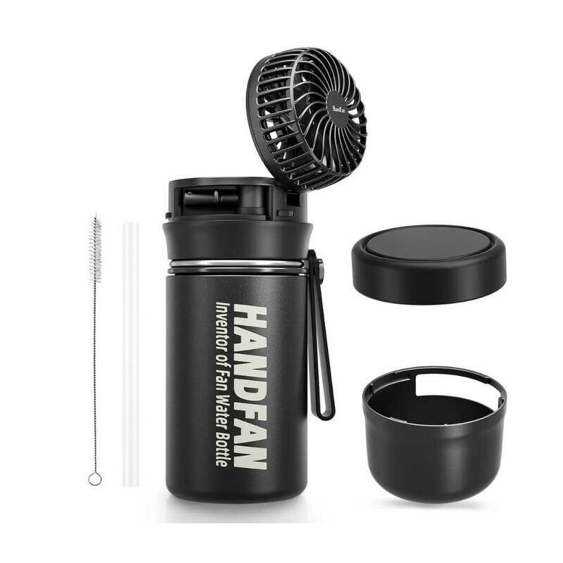 

Genaric HandFan Water Bottle with Fan 12oz Cold BLACK