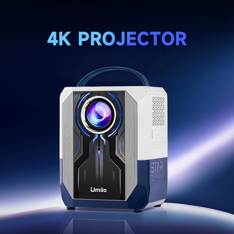 Portable Smart Home Theater 4K Projector Wi-Fi Bluetooth Android Mobile Screen LED TV Game Projector Manual Focus HDMI/USB/AV/Remote Control with Angle Stand Q5