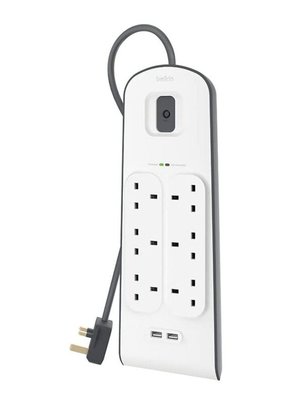 

Generic 6 Way/6 Plug Power Extension Strip, White