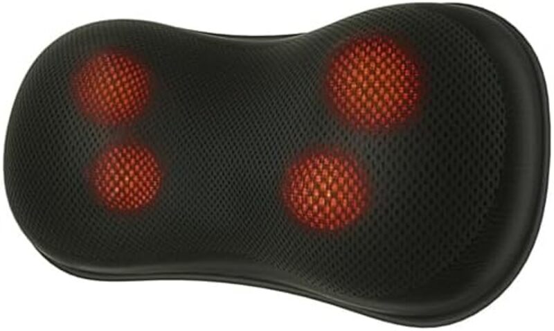 Renpho RF NM067 BK RENPHO Back Massager pillow with Heat  Ultra Slim Shiatsu Lower Back Neck Massage Pillow  3 Speeds with Net Cover