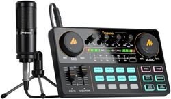 MAONO Maonocaster AU AM200S1 Lite Portable All In One Podcast Production Studio With Microphone And Audio Interface for Podcast Games  Black