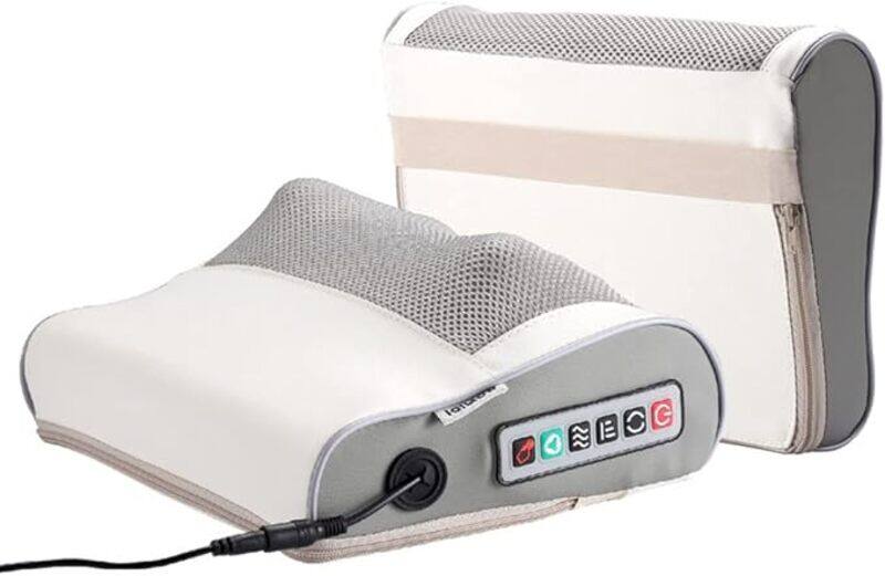 

Bomidi MP1 Massage Pillow Multifunctional Back Massager With Hot Compress Adjustable Speed Electric 8 Massage Heads EVA Material PU Leather 24W White