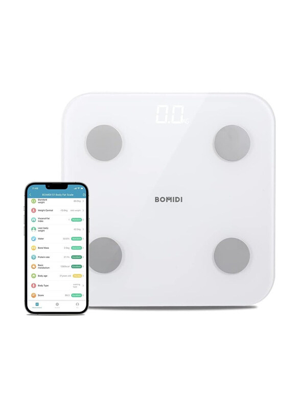 

Bomidi S1 Smart Body Fat Weight Scale, White